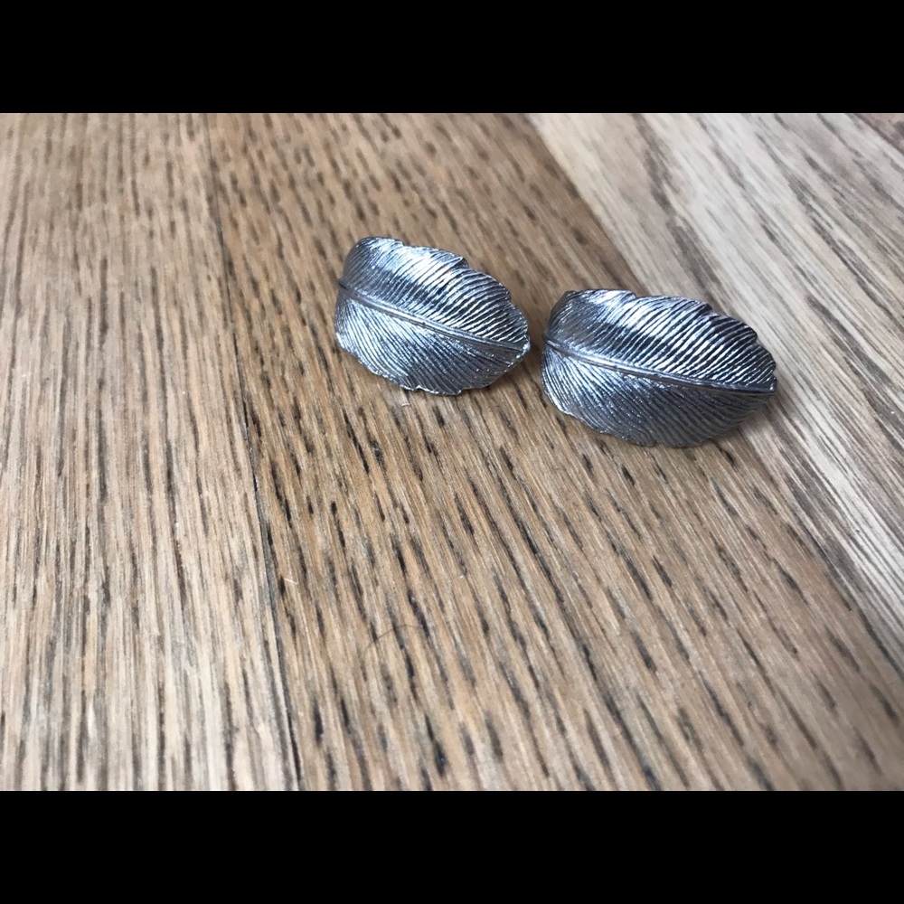 Bundle 3 for $10   Vintage leaf silver tone earrings with screw backs.